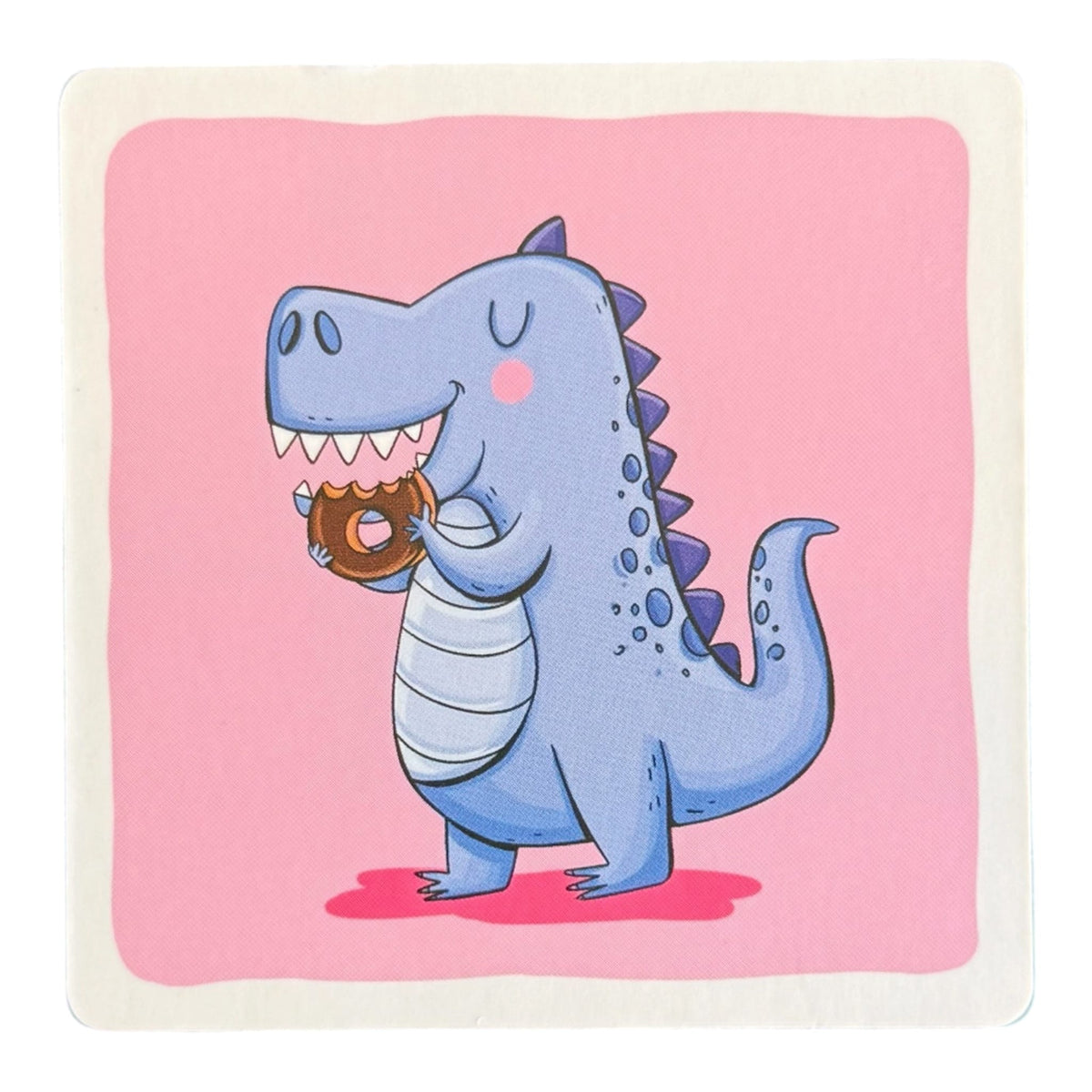 Dinosaur eating a donut picture card from the Box of D