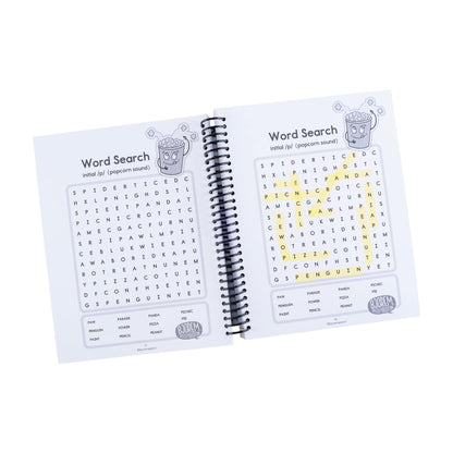 Word search pages from Box of Sounds in a Book