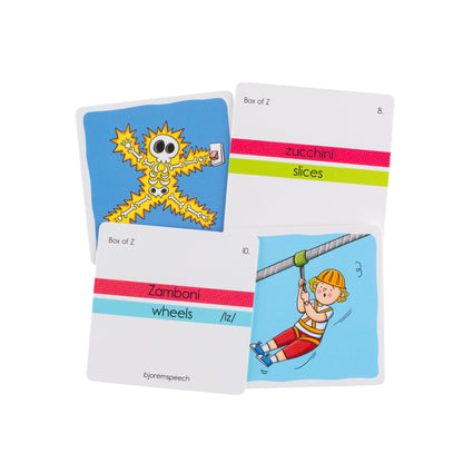 Box of Z sample cards, front and back