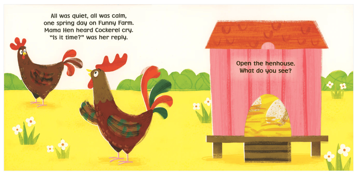 Inside page of Cluck Cluck Duck with the flap closed