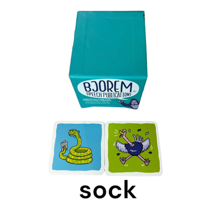 Contrast Cues sample cards including sock