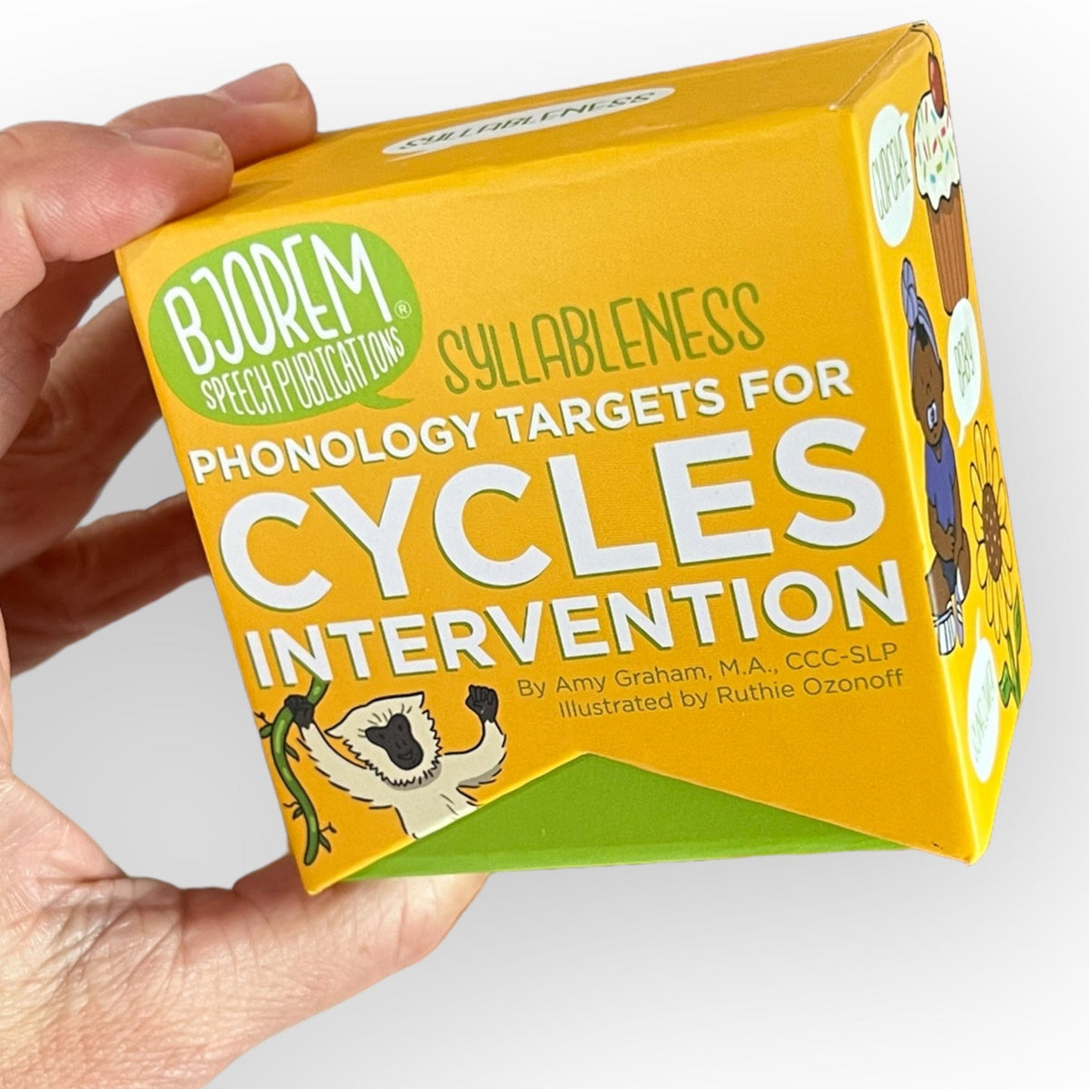 Cycles syllableness box held in hand
