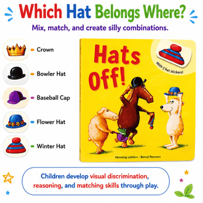 Hats Off! Interactive Reusable Sticker Board Book Hats Off! Interactive Reusable Sticker Board Book Best Speech Language Therapy Tools