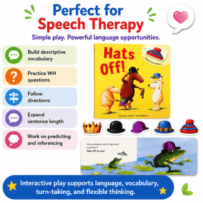 Hats Off! Interactive Reusable Sticker Board Book Hats Off! Interactive Reusable Sticker Board Book Best Speech Language Therapy Tools