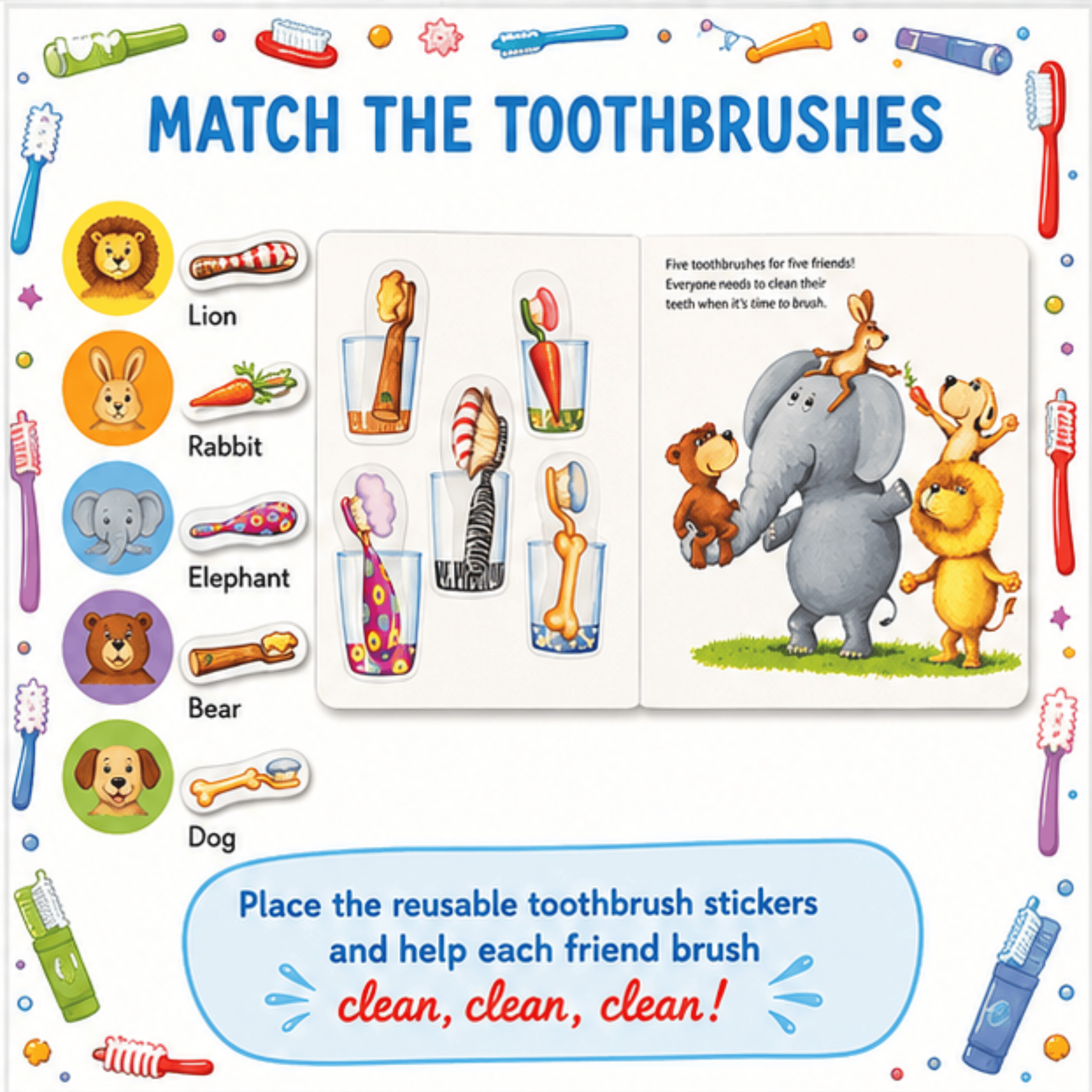 Time to Brush - Interactive Reusable Sticker Book Time to Brush - Interactive Reusable Sticker Book Best Speech Language Therapy Tools