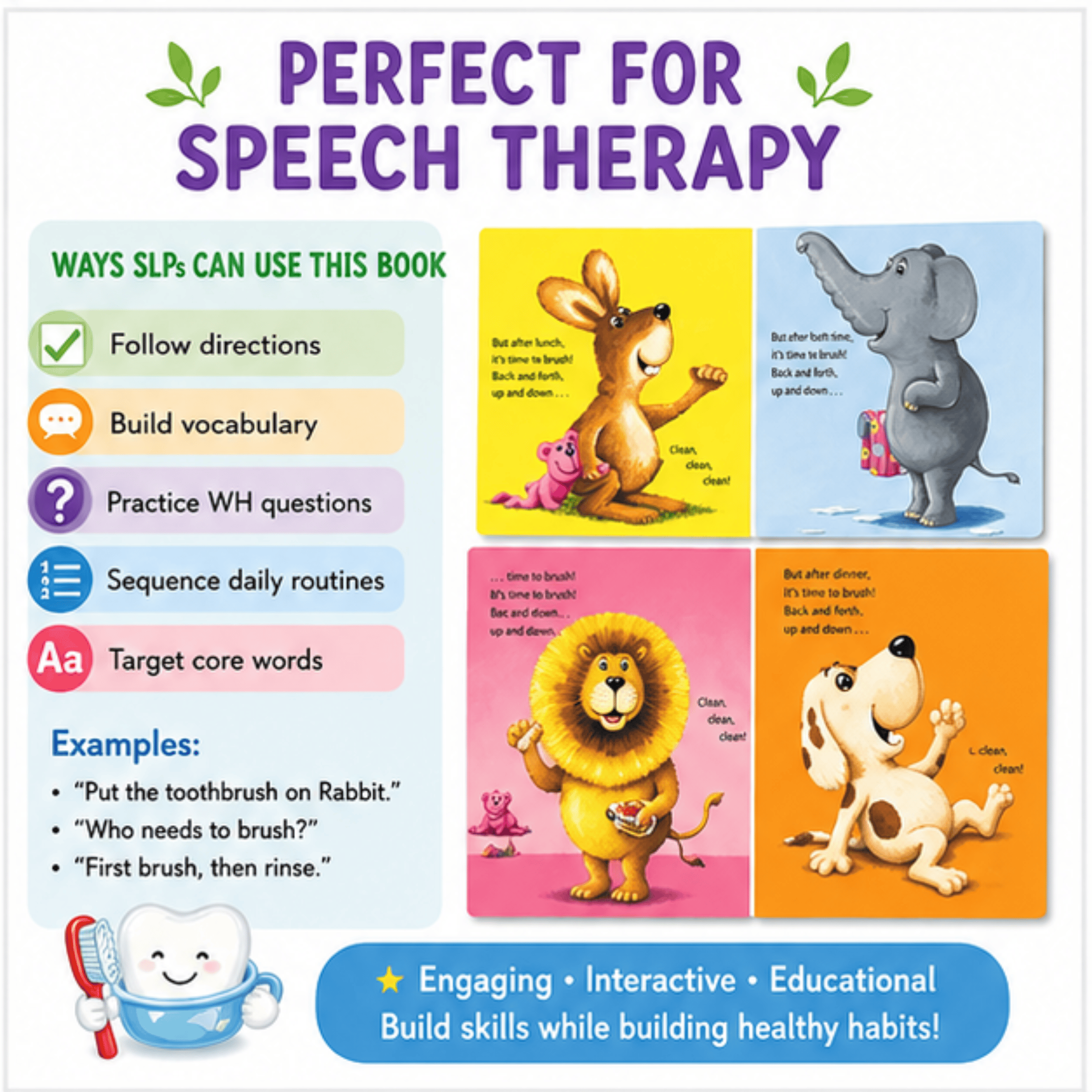 Time to Brush - Interactive Reusable Sticker Book Time to Brush - Interactive Reusable Sticker Book Best Speech Language Therapy Tools