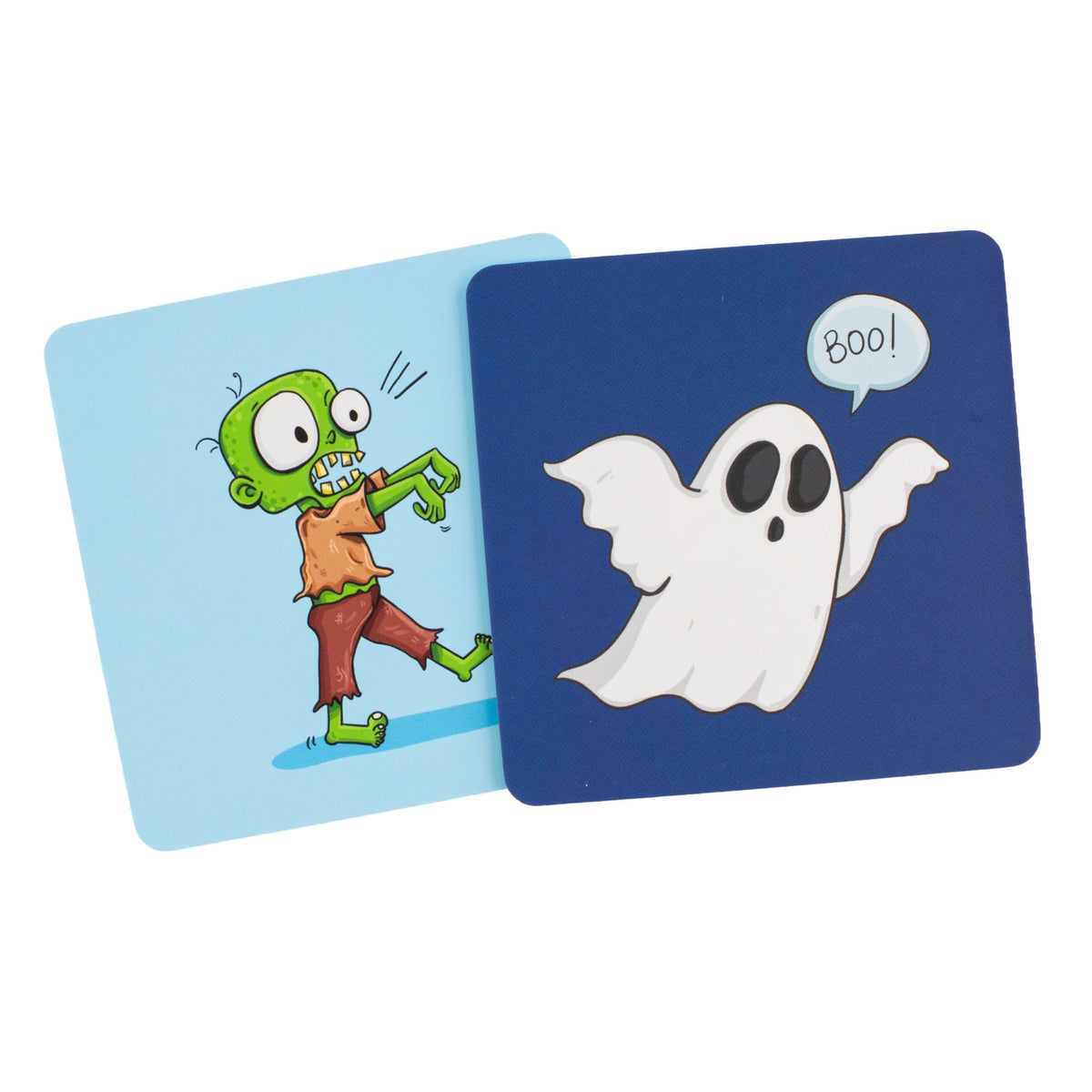 Exclamatory Words picture cards with a zombie and a ghost