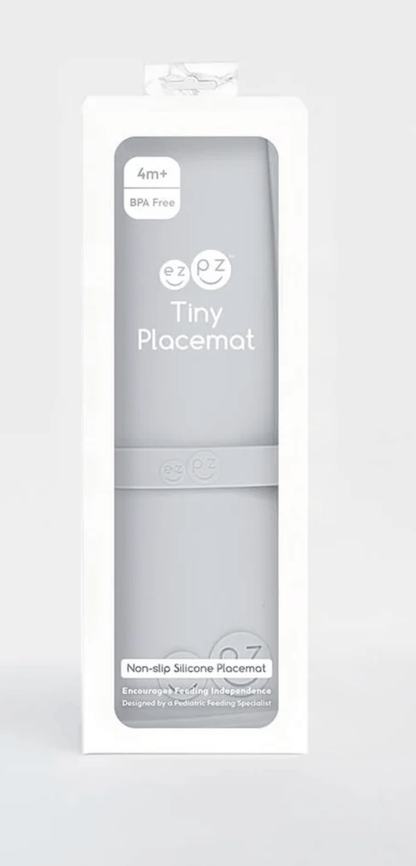 ezpz Tiny Placemat in Pewter Silicone Travel Placemat in Pewter - Durable & Safe Best Speech Language Therapy Tools