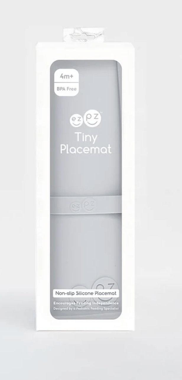 ezpz Tiny Placemat in Pewter Silicone Travel Placemat in Pewter - Durable & Safe Best Speech Language Therapy Tools