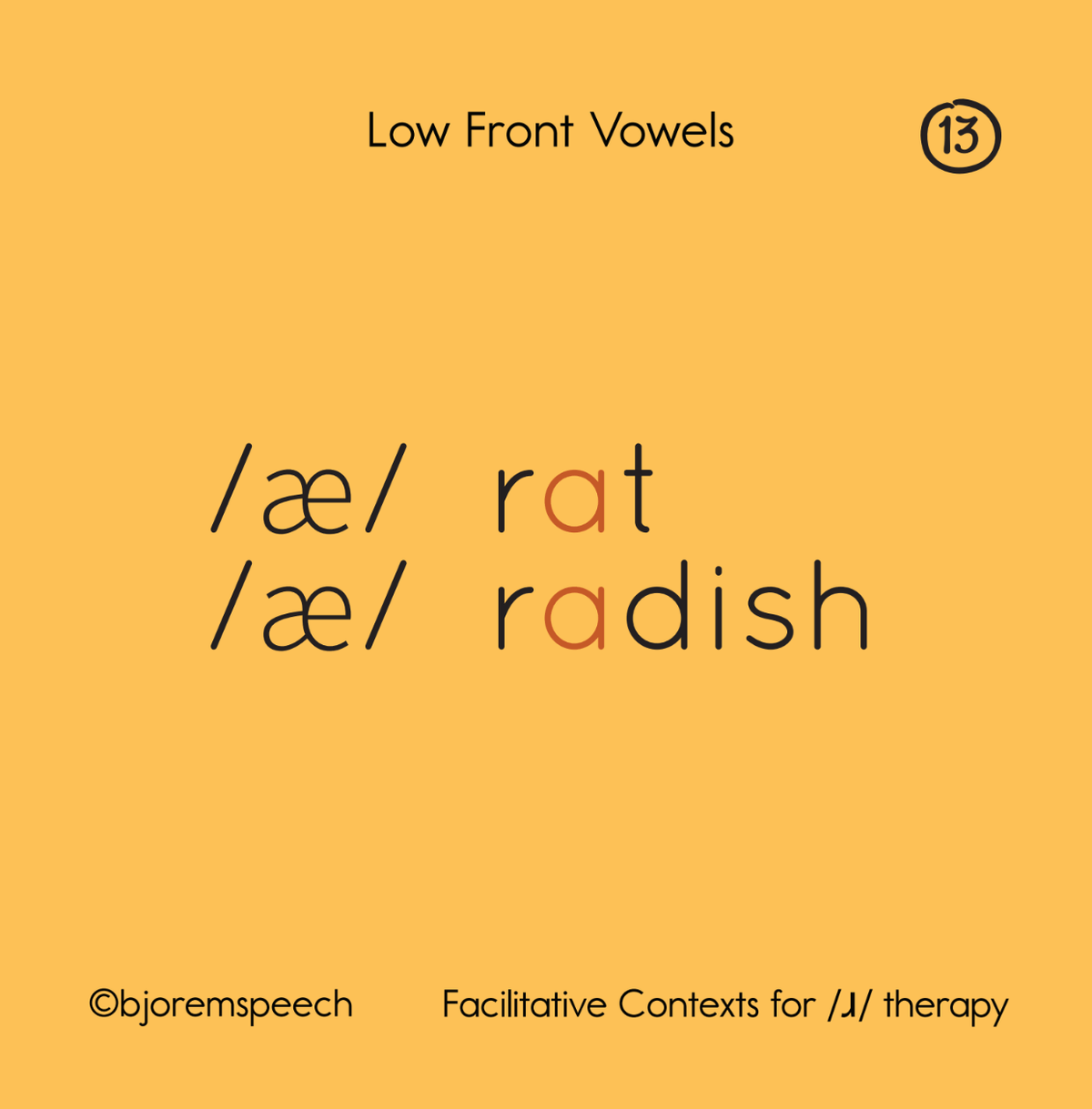 Low front vowels card with rat and radish from Facilitative Contexts