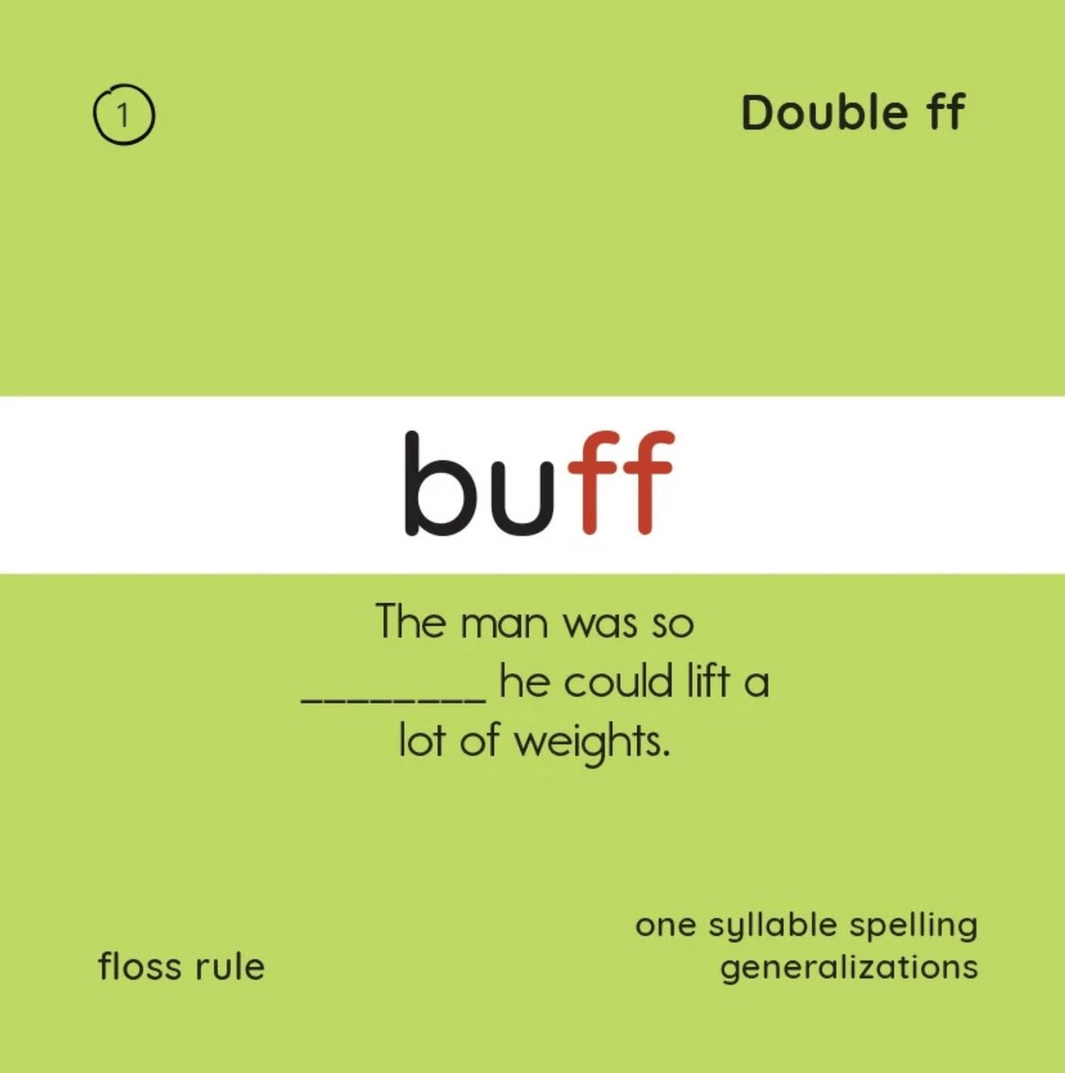 Back of the buff card: double ff, the man was so buff he could lift a lot of weights