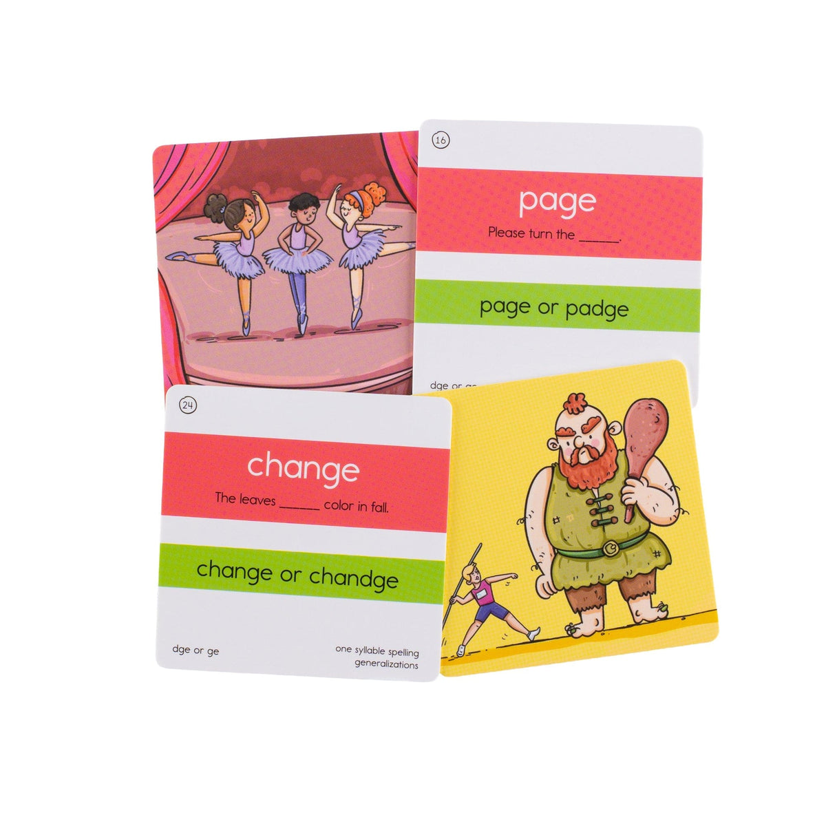 GE and DGE word sort cards for page and change, front and back