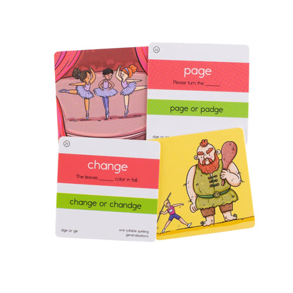 GE and DGE word sort cards for page and change, front and back
