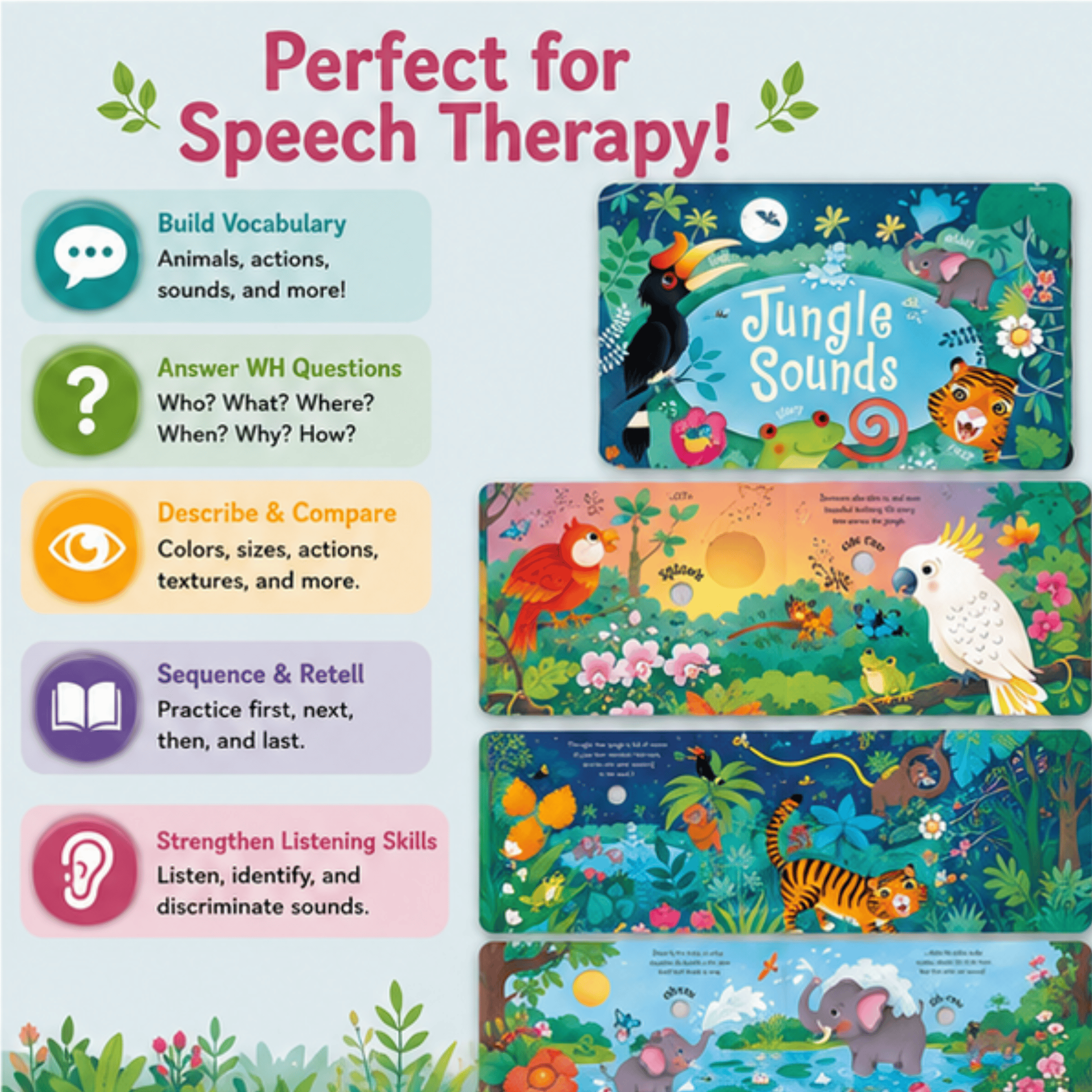 Jungle Sounds: Interactive Animal Sound Book Jungle Sounds: Interactive Animal Sound Book Best Speech Language Therapy Tools