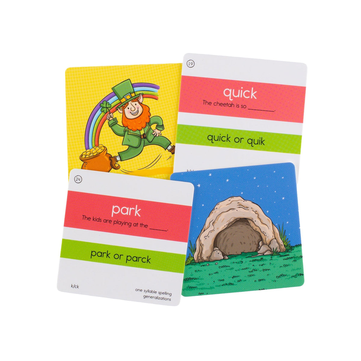 K and CK word sort cards for quick and park, front and back