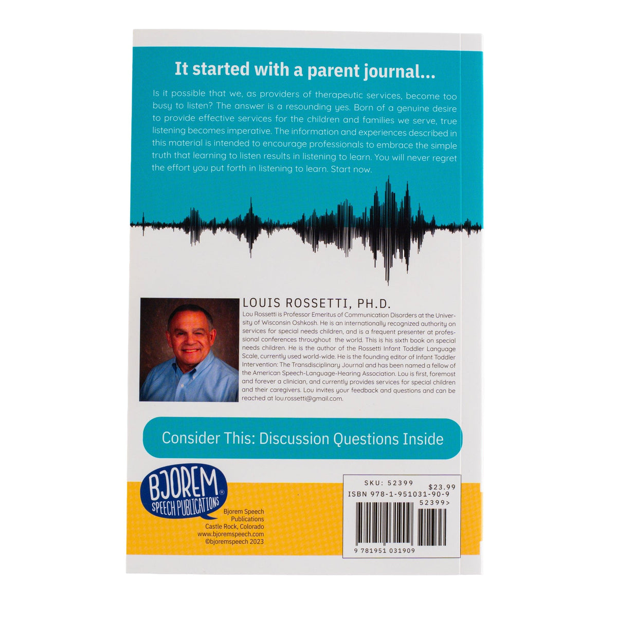 Back cover of Learning to Listen, Listening to Learn