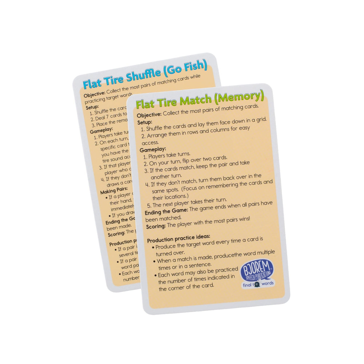 Game instructions for the lisp playing cards