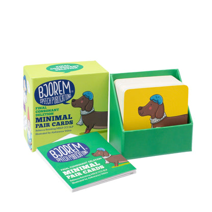 Open Final Consonant Deletion minimal pairs box with cards