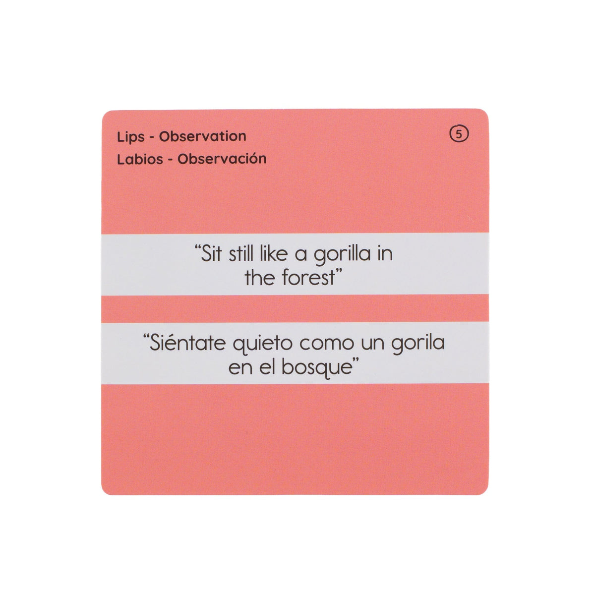 Back of an Oral Motor Assessment card with English and Spanish prompts