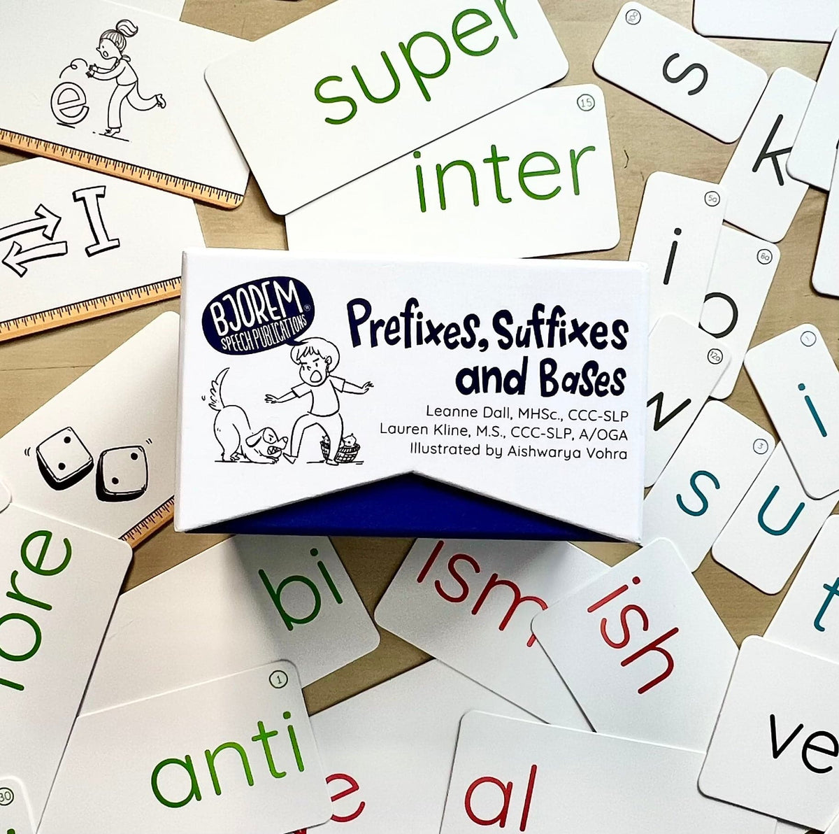 Prefixes, Suffixes and Bases cards spread out
