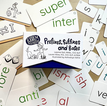 Prefixes, Suffixes and Bases cards spread out