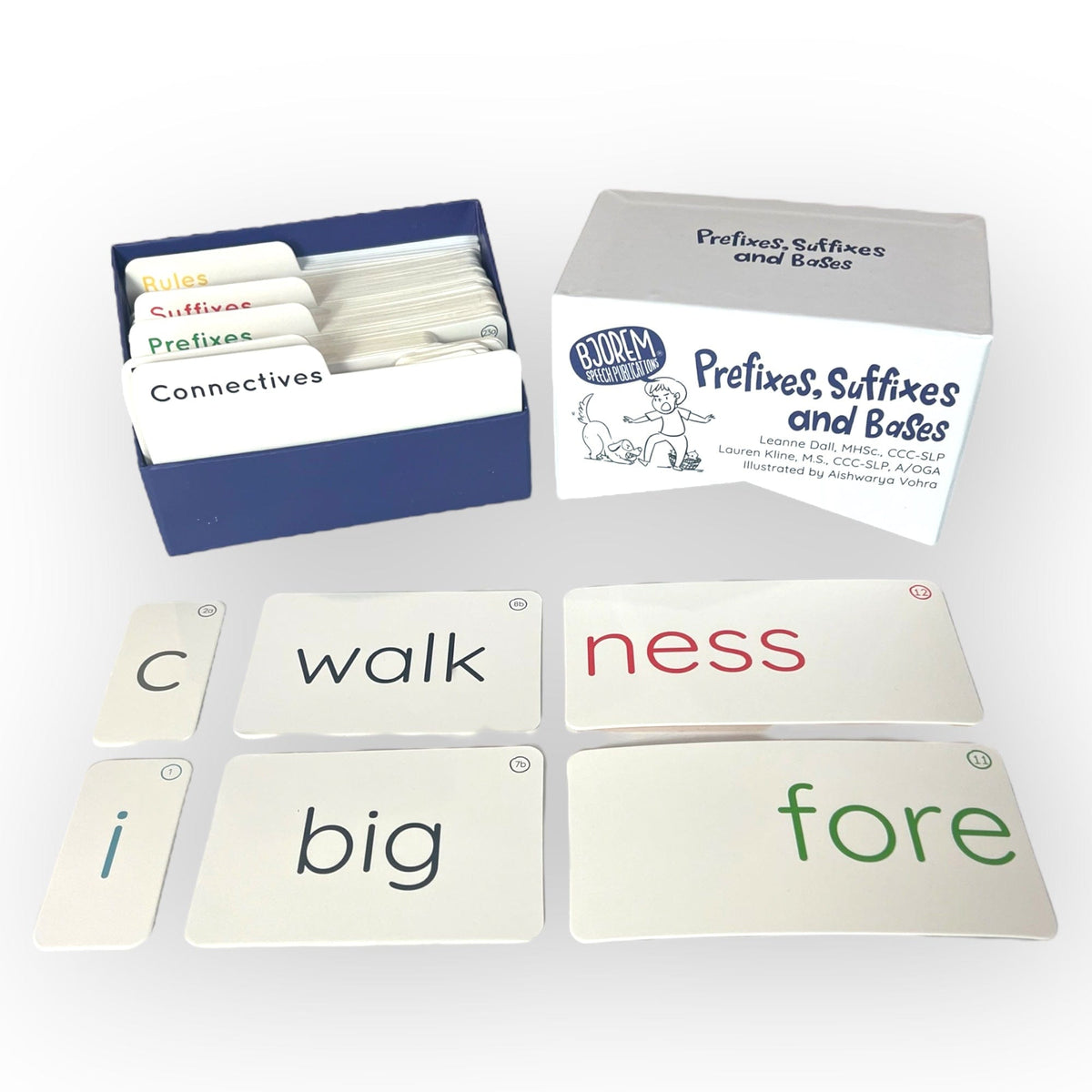 Open Prefixes, Suffixes and Bases box with cards