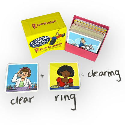 R Coarticulation cards: clear plus ring makes clearing