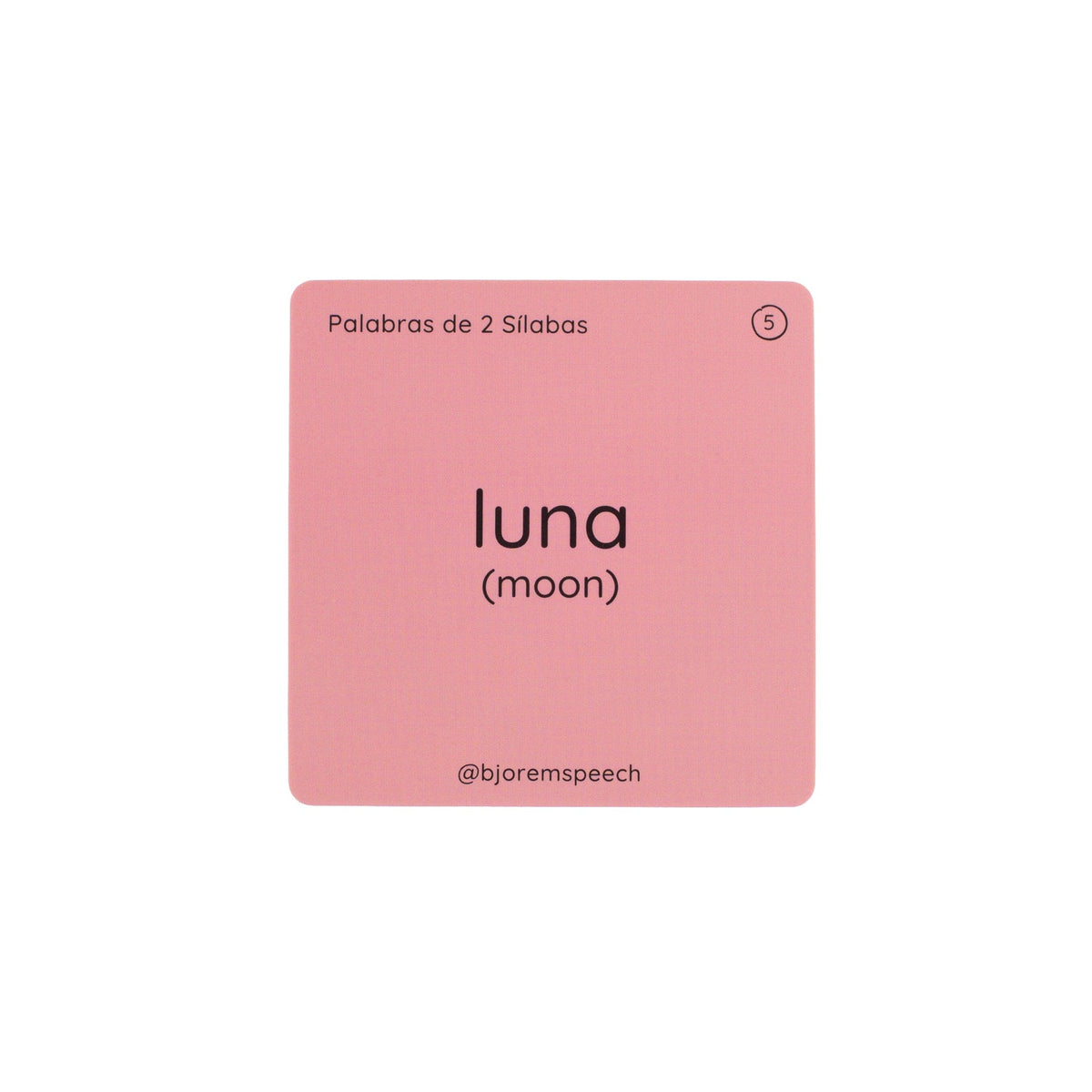 Back of a Spanish multisyllabic words card