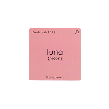 Back of a Spanish multisyllabic words card