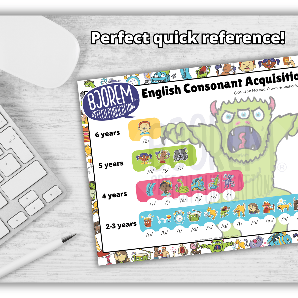 Speech sound development chart quick reference