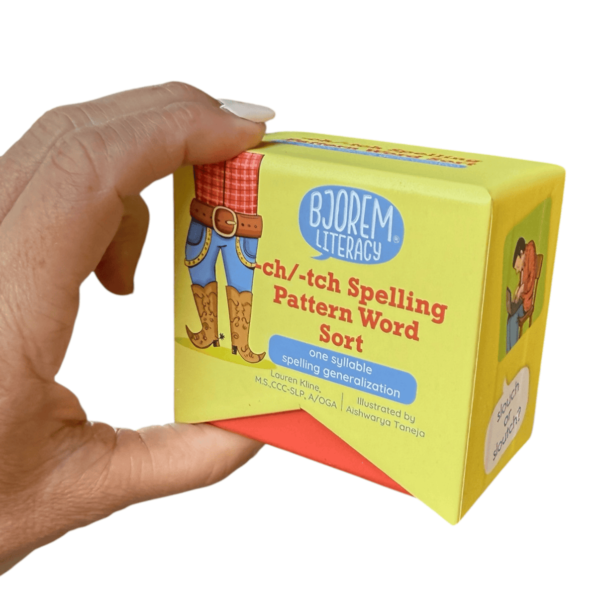 CH and TCH spelling sort box held in hand