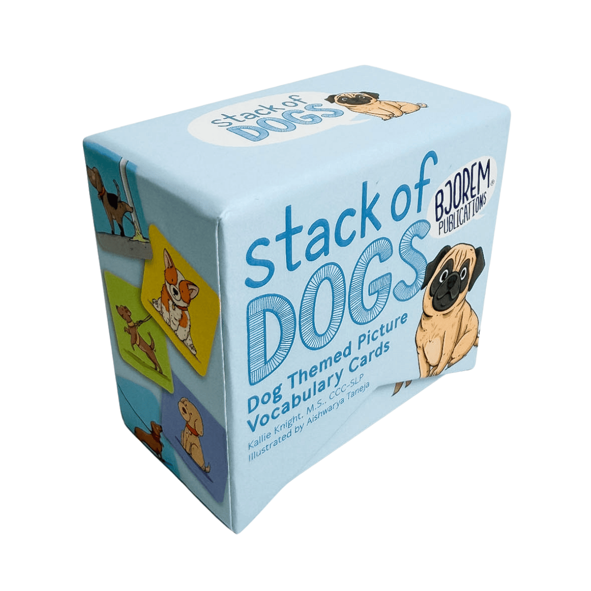 Stack of Dogs box showing the front, side and top