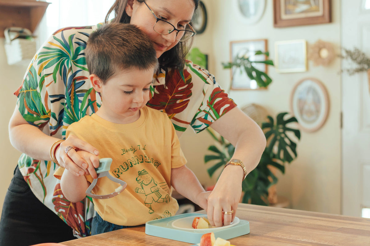 Parent and child cooking with the Totchop set
