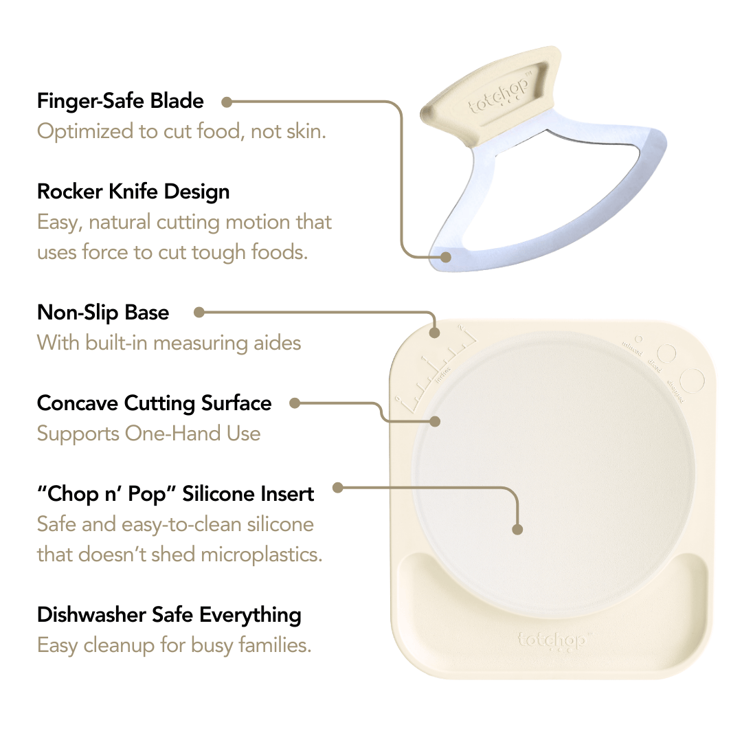 Totchop rocker knife and cutting board specs