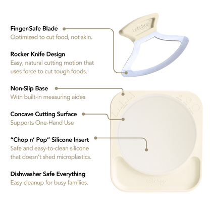 Totchop rocker knife and cutting board specs