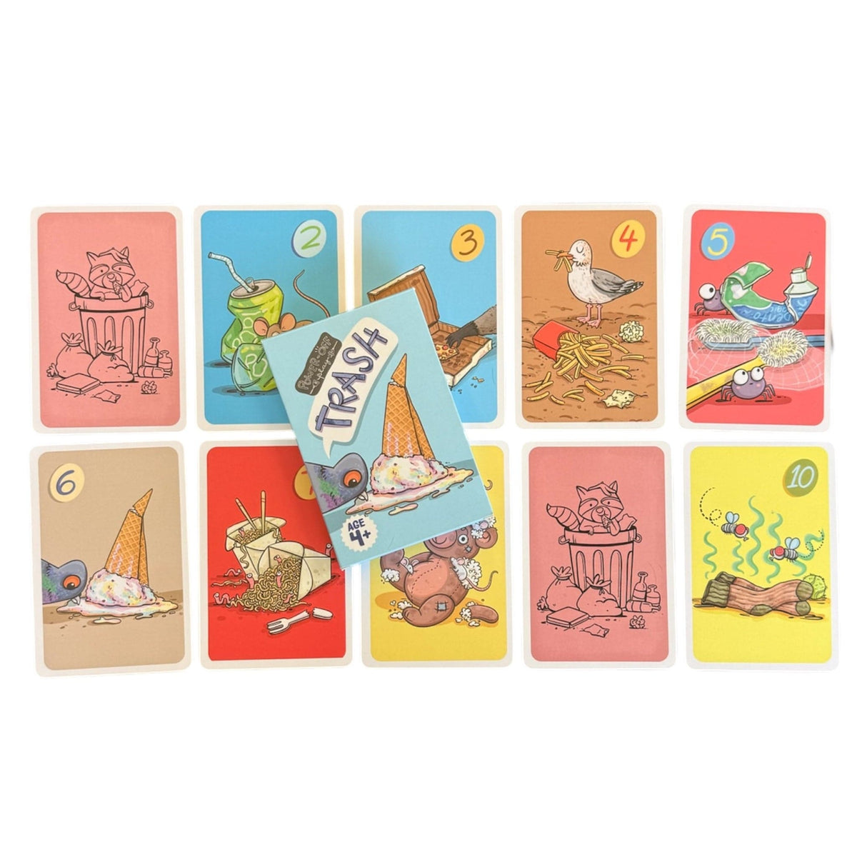 Trash card game cards and box