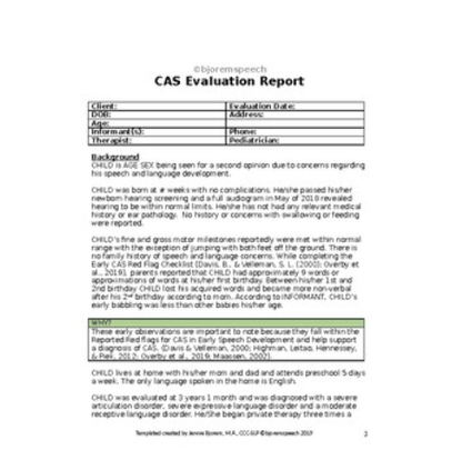 Childhood Apraxia of Speech Evaluation Report Template - Download Report Template for Childhood Apraxia Evaluation Best Speech Language Therapy Tools