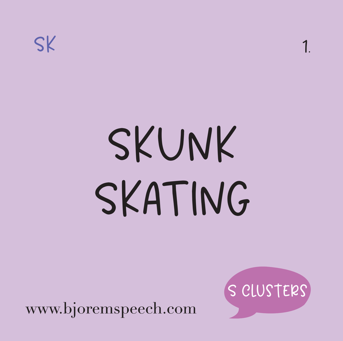 Back of the skunk skating card from the Box of S Clusters