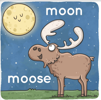 Moose picture card from Final Consonant Deletion minimal pairs